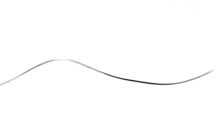 A thin silver metallic thread or wire with a gentle wave shape isolated on transparent background