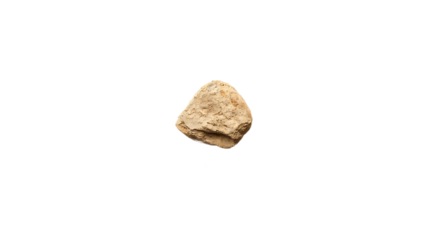 A single rough beige pebble with a textured surface isolated on transparent background