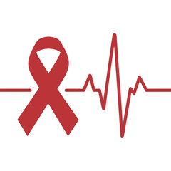 Minimal World AIDS Day Illustration Bundle Featuring Red Ribbon Icons, People Silhouettes, Hands, City Skyline, and Health Support Symbols
