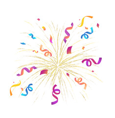 Isolated confetti firework on white background hand drawn. Festive decor 