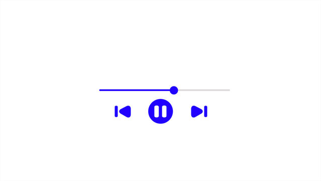 Music or video play bar icon on white background. Audio player for songs or podcast playlist. Play or pause button.