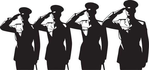 Respectful military officers salute in solemn tribute