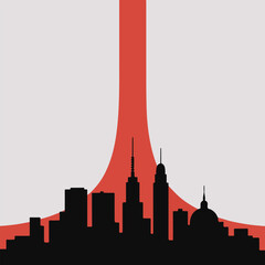 Minimal World AIDS Day Illustration Bundle Featuring Red Ribbon Icons, People Silhouettes, Hands, City Skyline, and Health Support Symbols