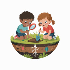 Healthy soil and sustainable agriculture vector illustrations showing carbon storage, mycorrhizal networks, and global soil awareness map concept