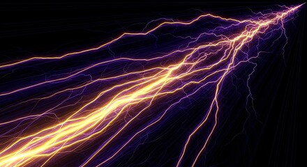 Stunning lightning strikes across dark sky, symbolizing raw electric power