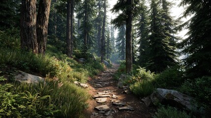 A picture of a Pacific Northwest forest trail