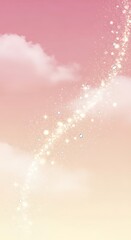 Sparkling diamonds cascade through soft pink clouds creating magic