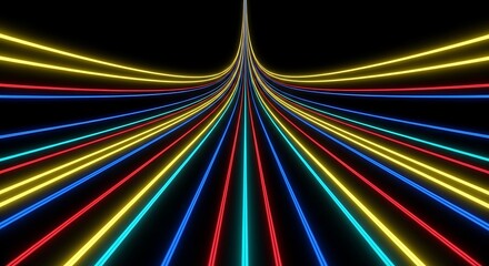 Vibrant converging lines create modern abstract background for technology