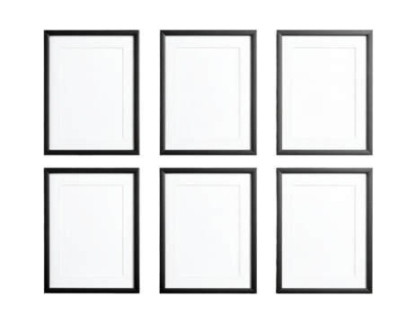 Set of  black picture frame  isolated on a transparent background.