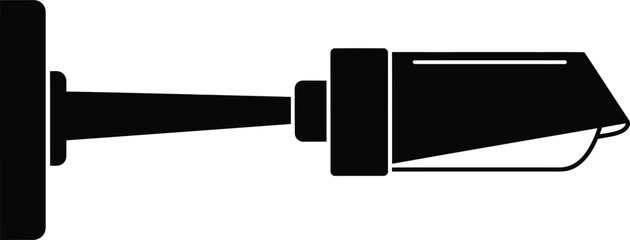 A simple black silhouette of a security camera mounted on a wall symbolizing surveillance and protection