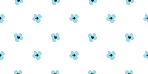Repeating blue flower pattern on a white background. This seamless vector illustration features small floral motifs, perfect for textiles, wallpapers, and various design projects. 8 march