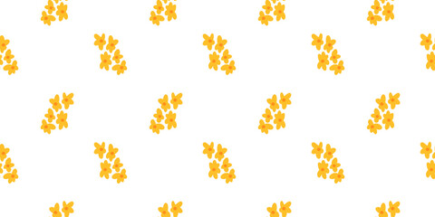Seamless vector illustration featuring a repeating pattern of yellow mimosa chrysanthemum flowers on a white background. Ideal for textiles, wallpapers, and gift wrapping designs 8 march.