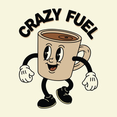 Crazy Fuel - Retro Cartoon Coffee Mug Character