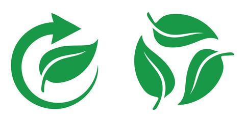 Green recycle leaf eco symbol design on transparent background