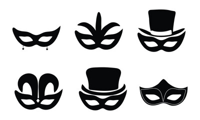 Set of masquerade carnival mask with various design vector illustration