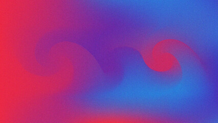 Vibrant gradient of red and blue hues with subtle grain texture and abstract form
