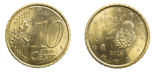 ten euro cent coin isolated on white background