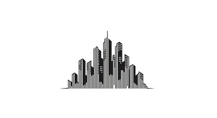Fototapeta premium Abstract Cityscape with Minimalist Elements in Striking Black And White Aesthetic Design