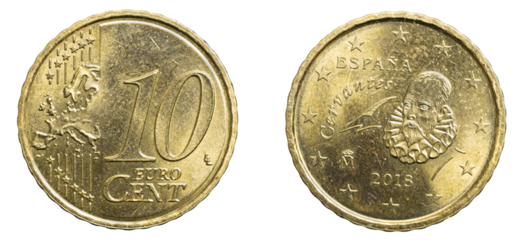 ten euro cent coin isolated on white background