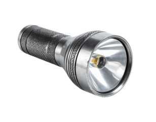 Vintage flashlight isolated on a transparent background.
