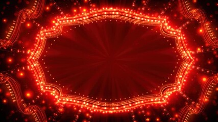 red marquee-style glowing frame shines with bright lights
