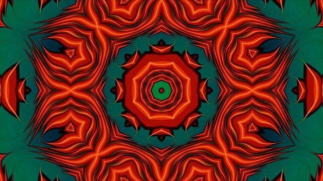Vibrant Color Mandala Kaleidoscope Pattern Abstract Floral Fiery Symmetry Loop