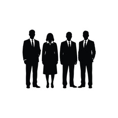 Four business people standing together silhouette