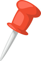Single Red Pushpin Flat Illustration