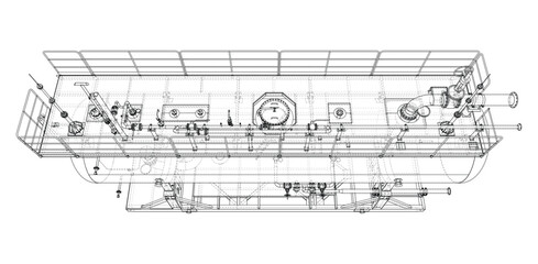 Industrial Tank Blueprint. Vector