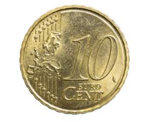 ten euro cent coin isolated on white background