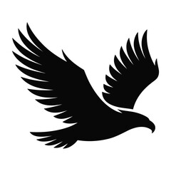 Silhouette of an eagle in flight with wings spread wide