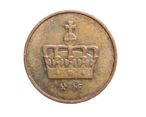 fifty swedish ore coin on a white isolated background