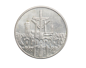 Ten thousand Polish zloty coin on a white isolated background
