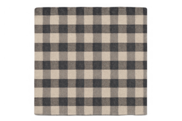 Beige and black gingham checking textile fabric pattern on transparent background, classic checkered texture surface
