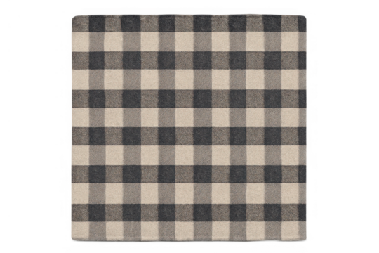 Beige and black gingham checking textile fabric pattern on transparent background, classic checkered texture surface