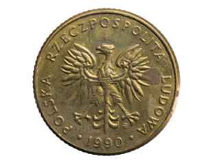 ten Polish zloty coin on a white isolated background