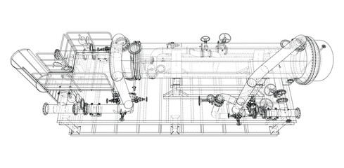 Fototapeta premium Industrial Equipment Blueprint. Vector