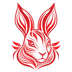 Rabbit tattoo design with floral and tribal elements vector illustration