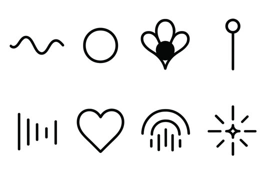 Acoustic Icon Symphony. Acoustic Creativity linear icon set: gentle wave line, tone circle, echo bloom, ambient chime shape, layered rhythm bar, soft pulse, modulation arc, sound