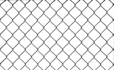 Fototapeta premium Metal chain link fence isolated on a transparent background.