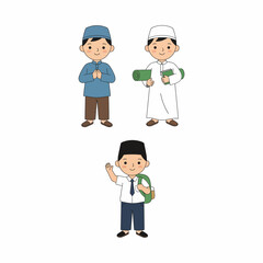 Adorable Muslim Boy in Traditional Attire Smiling Joyfully