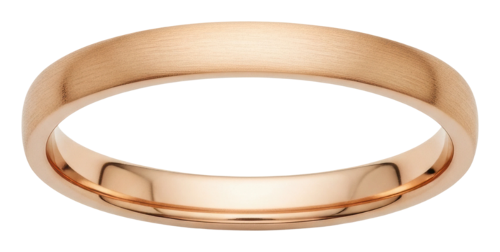 Elegant gold wedding band displayed on soft fabric isolated on transparent background