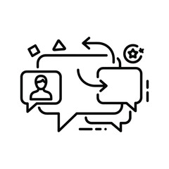 Line icon representing feedback loop, communication, user review, and continuous improvement process isolated on