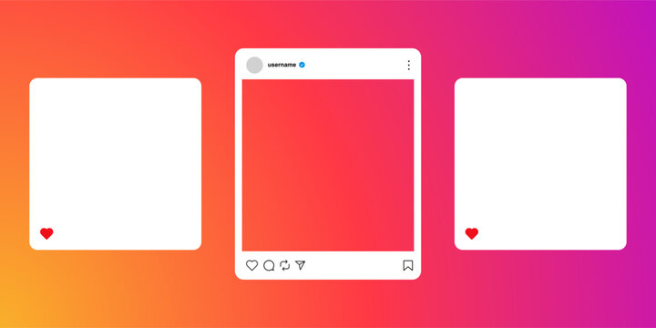 Instagram social media post feed layout mockup, carousel post frame, instagram notification, social media instagram carousel post photos frame template