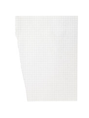 Torn Grid Paper Sheet On White Background For Notes, Sketching, And Planning