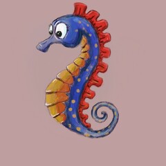 Watercolor drawn seahorse t shirt design for kids