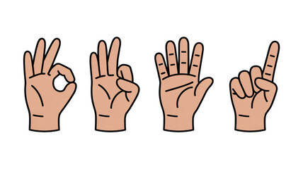 Fototapeta premium Clear communication with hand gestures showing numbers zero through four and one, perfect for educational and business presentations