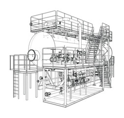 Obraz premium Industrial Equipment Blueprint. Vector