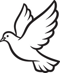 Simple outline drawing of a dove in flight isolated on transparent background