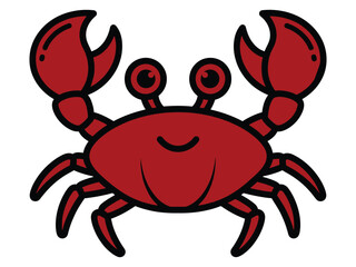 Cute and Friendly Cartoon Crab Illustration with Big Claws and a Smiling Face on a White Background Perfect for Childrens Books